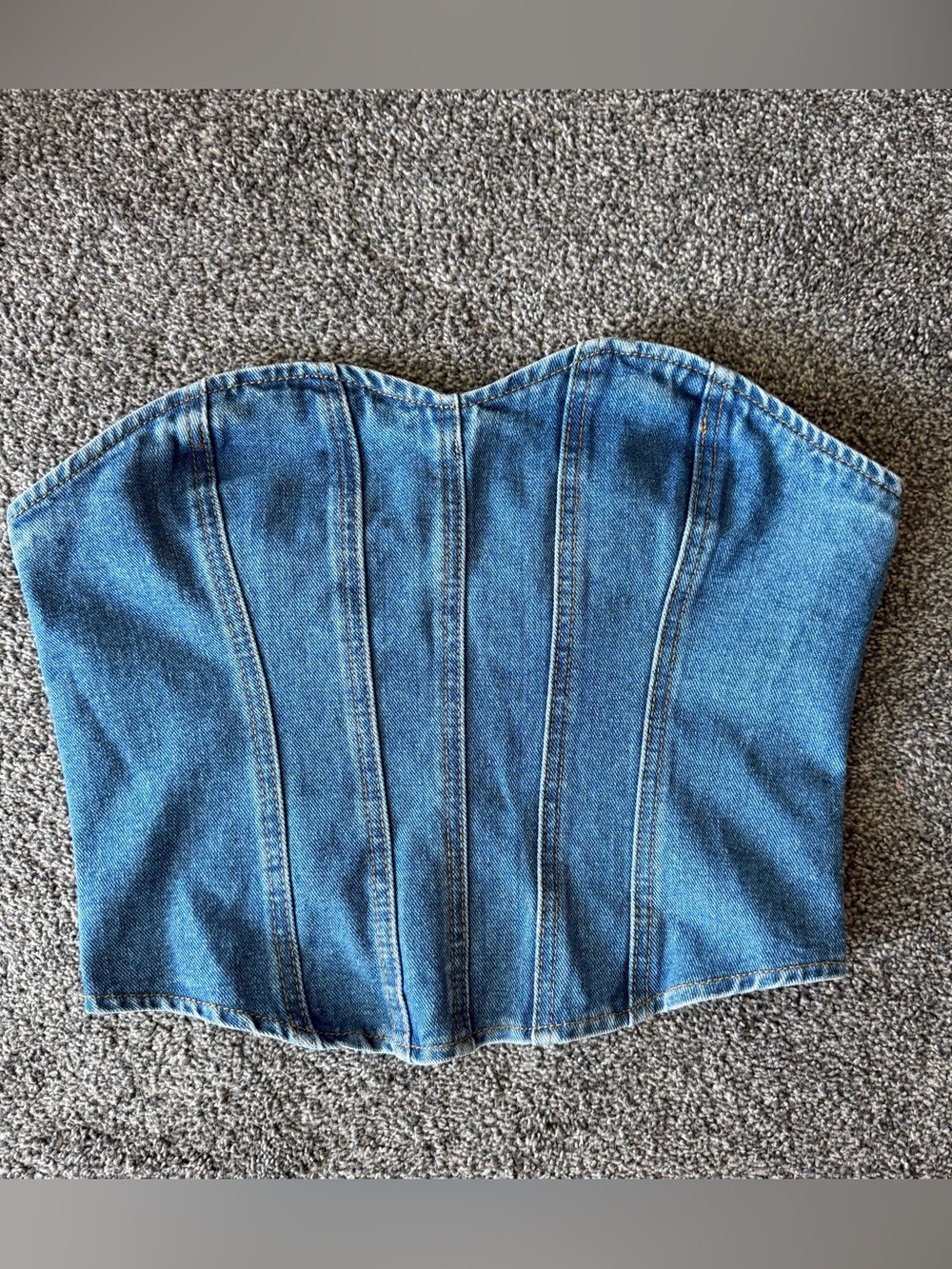 PrettyLittleThing Blue Denim Corset Top